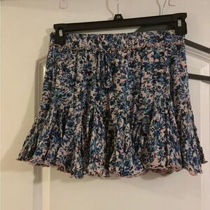 Olivaceous Blue and Pink Floral Mini Skirt